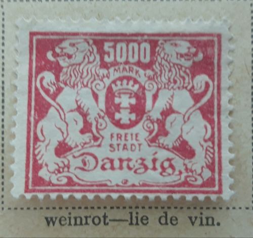  Estampilla Alemania Antigua Danzig 1923 5000 Marcos Nueva