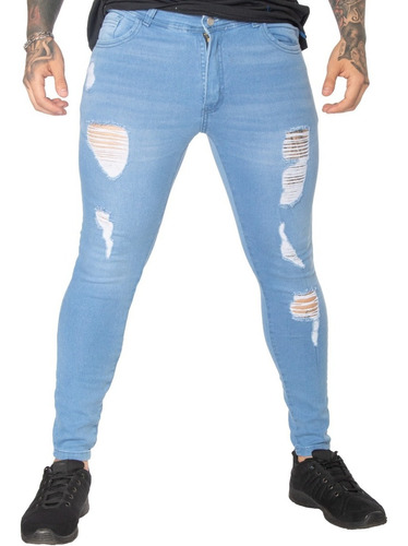 Imagen 1 de 6 de Pantalon Jean De Hombre Elastizado Slim Fit Corsario Premium
