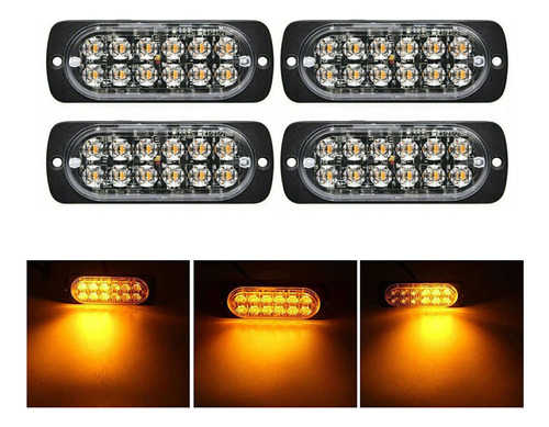 4 Lampara Estroboscopica Emergencia Amarilla 12 Luz Led