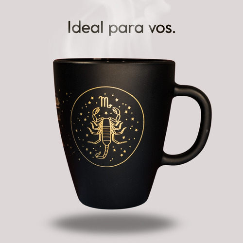 Taza Zodiaco Astrología Signos Esoterismo Caja Negra Dorada Escorpio Dorado/negro