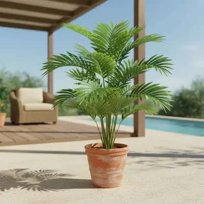 Planta Artificial Palmeira Realista Decorativa Enfeite 83cm Com 18 Galhos