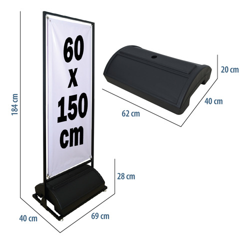 Display Acero Con Soporte Anticaida Dos Vistas 60x150cm
