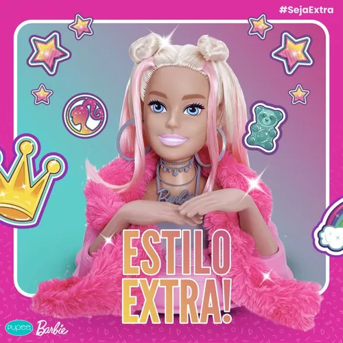 Boneca Barbie Busto Maquiagem Styling Head Faces Acessorios - Rosa