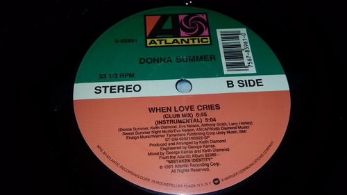 Donna Summer When Love Cries Vinilo Maxi Usa 4 Mixes Joya