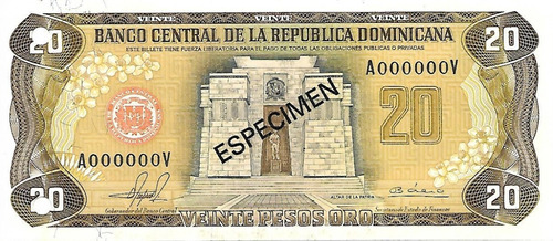 República Dominicana 20 Pesos Oro Especimen Unc Palermo