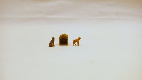 Figura Perros - Casa Escala Ho 1/87. Trenes Maqueta 3d