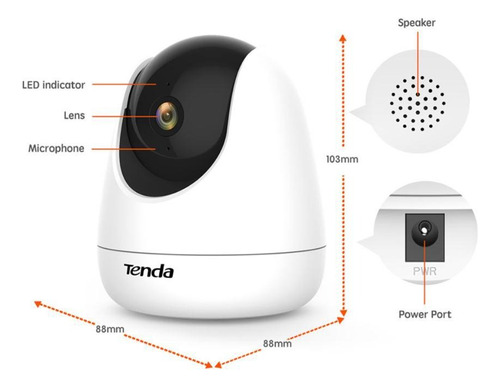 Cámara Ip Tenda - Wifi, Plástica 2mp Horizontal Rotación 355