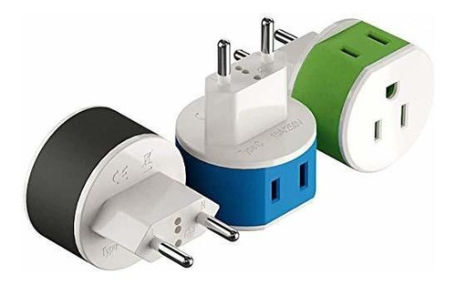 Adaptador Europeo De Enchufe De Energía Por Orei Con 2 Entra