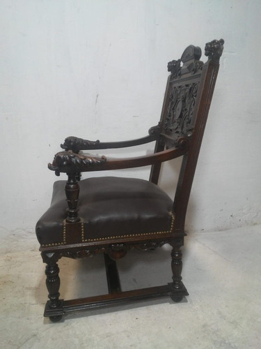 Sillon Sillones Antiguo Tallado Marrón Liso (Usado)