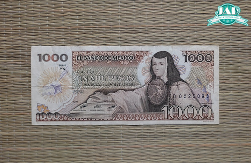 Billete Antiguo  1000 Pesos Sor Juana 1985 Versión Tintero
