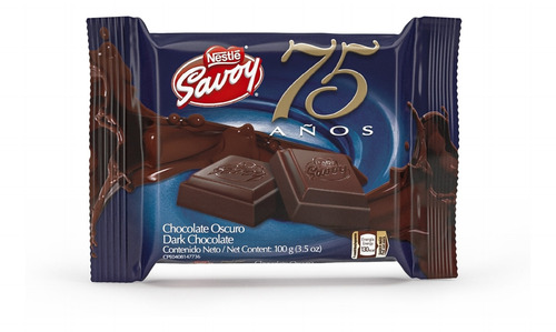 Imagen 2 de 9 de Savoy® 75 Aniversario Chocolate Oscuro De 100g