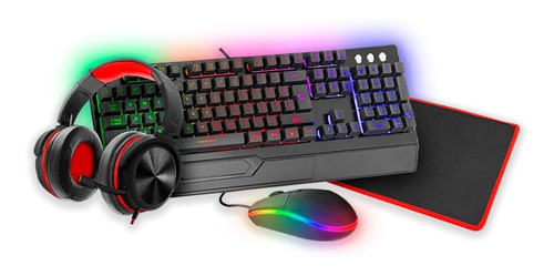 Kit Teclado Mouse Gamer Audífonos Profesional Usb Luz Led Color del mouse Negro Color del teclado Negro