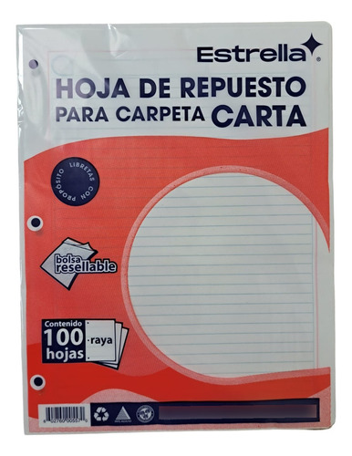 Repuesto De Hojas Para Carpeta Carta 200 H 3 Perforaciones