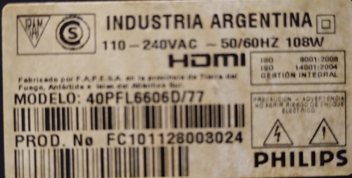 Placa Main Tv Led Smart Philips 40pfl6606d (Usado)