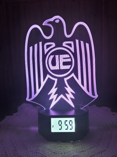 Unión Española Lámpara Led 3d Reloj Alarma 7 Colores En Uno