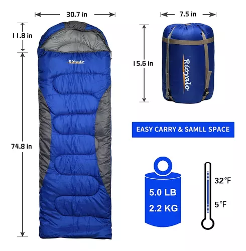 Sacos de dormir de invierno de 0 grados para adultos camping (15.87 oz/m²)  - Rango de temperatura (5F–32F) saco de compresión impermeable portátil 
