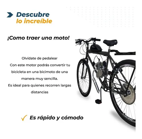 Kit Motor Bicicleta 90cc Gasolina Bicimoto Dos Tiempos 60km