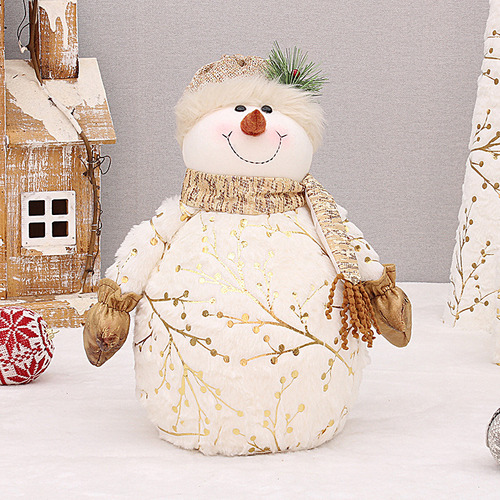 Muñeco De Nieve De Peluche Blanco Con Decoración Navideñ [u]