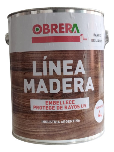 Barniz Obrera Para Madera 1l - Acabado Perfecto Y Duradero Brillante