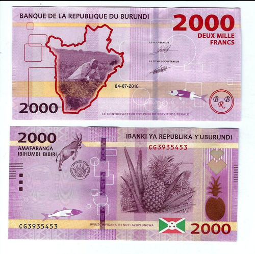 Burundi - Billete 2.000 Francos 2018 - Unc