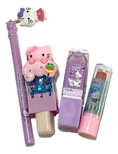 Paquete De Maquillaje Hello Kitty Vaso Con Cosméticos Mujer
