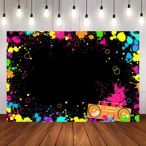 Let's Glow Splatter Photo Background Neon Party Backdrop