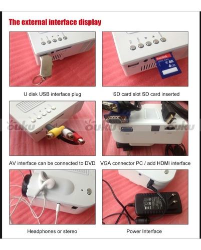 Mini Proyector Led Hd Lcd Video Beam Vga Usb Sd Av Hdmi