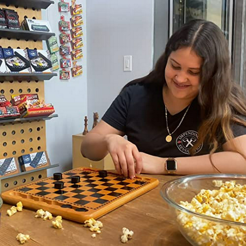 Juego Damas De Madera Estilo Clásico, Para Familias.