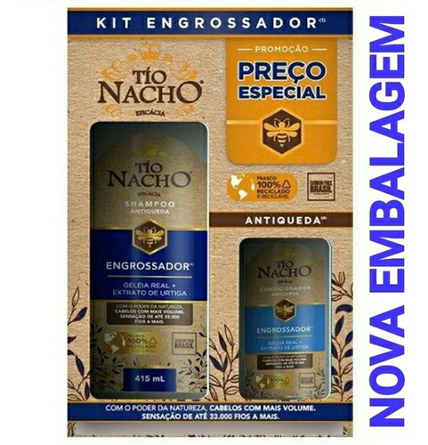 Kit Tio Nacho Shampoo Antiquedas E Engrossador 415ml + Cond