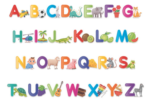 Adesivo Alfabeto Educacional Infantil Escolar Letras Figuras