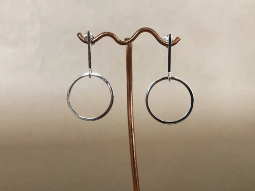 Aretes Pendiente Circular Geometría Círculo Largo Plata 925