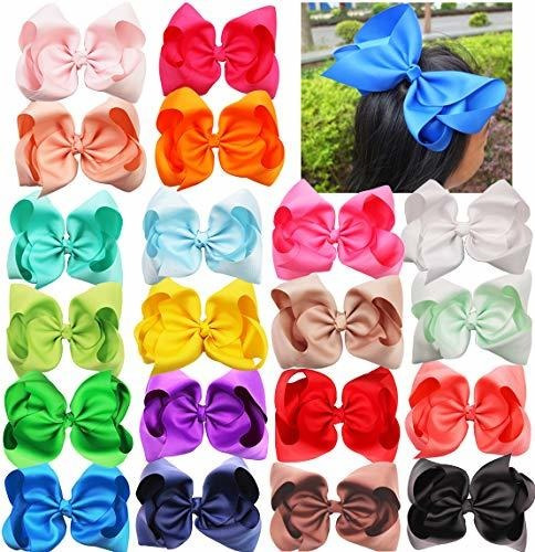 Pinzas - 20pcs 8inch Hair Bows Clips Grosgrain Ribbon Bows L