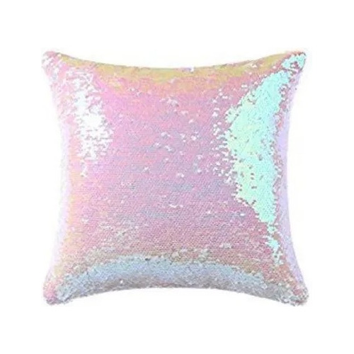 Almohada De Lentejuelas Personalizada Reversible Funda Cojín Color Tornasol Iridiscente