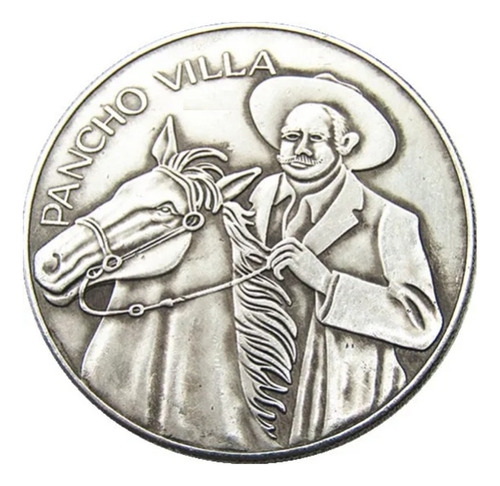 Moneda Dos Onzas Troy Pancho Villa Plata 999 Colección Nueva