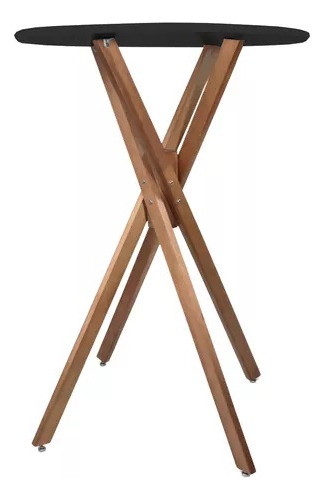 Mesa Bistro Pulpito Akemi Preto 60cm Redonda Mdf 95cm Alta Bar Jt Home