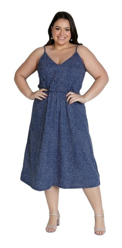 Vestido Midi De Alças Decote Transpassado Plus Size Feminino