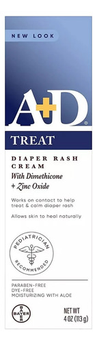 A  D Óxido De Zinc Diaper Rash Cream Con Aloe 4 Oz (113 G)
