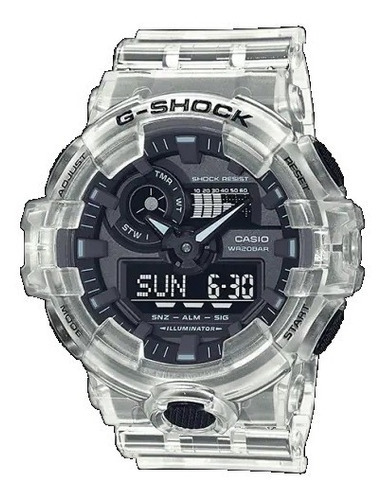 Reloj Casio G-shock Modelo Ga-700 Ske Color de la correa Transparente Color del bisel Transparente Color del fondo Negro