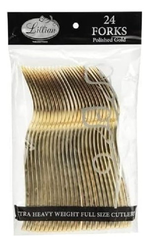 Tenedores De Plástico Brillante - 5 X 1, Dorado, 24 Piezas