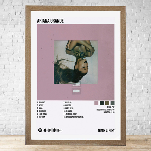 Cuadro Ariana Grande Thank U Next 30x40 Cm C632 Marrón Claro Moderno