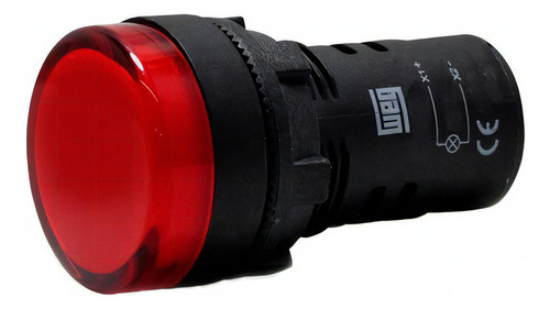 Sinaleiro Monobloco Plástico Vermelho 24vca/cc Led Ip65 22mm