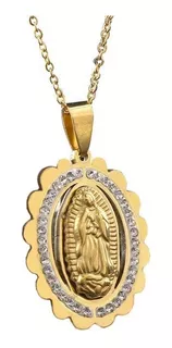 Collar Mujer Virgen De Guadalupe Dorado Acero Enchapado Oro