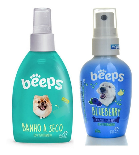 Kit Banho A Seco Beeps Melão 200ml + Colônia Blueberry 60ml