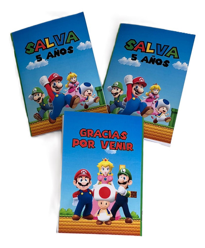 Libritos Para Colorear Personalizados X 15 Mario Luigi Peach