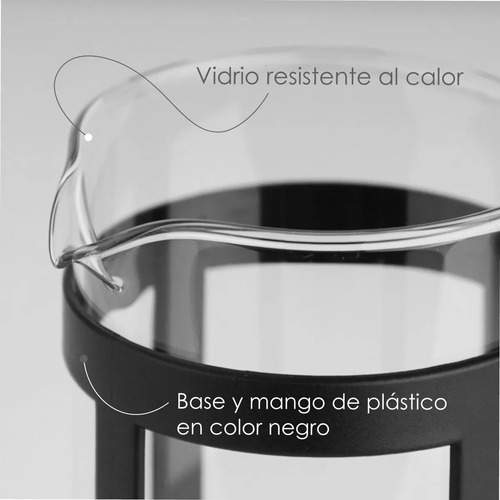 2 Pzas De Cafetera Prensa Francesa 350ml Vaso De Vidrio Color Negro