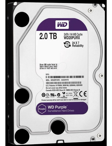 Hd 2tb Purple 2 Tera Western Intelbras Wd Cftv Dvr Wd20purz