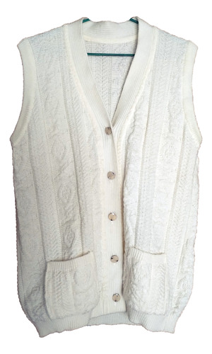 Chaleco Sweater De Lana Blanco Hueso T50 Vintage
