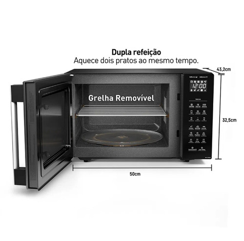 Micro-ondas Nn-st66nbruk Dupla Refeição Preto Panasonic 220v