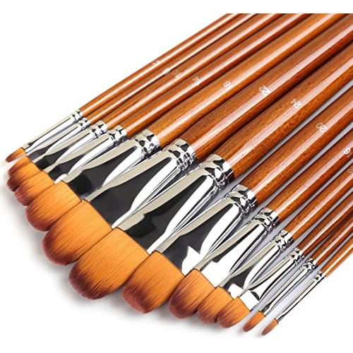 Artdingd Artist Filbert Paint Brushes Set, 13 Pcs Profession