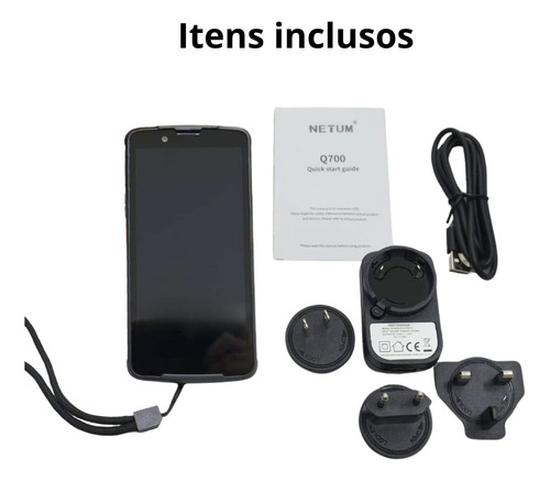 Coletor de Dados Leitor Código De Barras Portátil Q700 Pda 1d 2d Wi-fi 4g Cor Preto